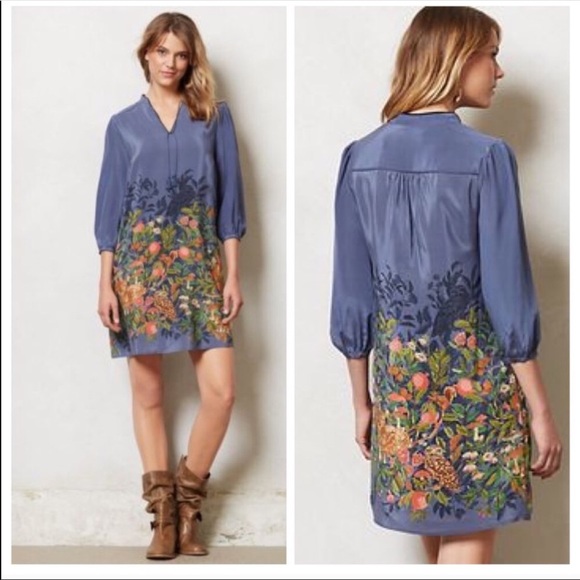 ON HOLD Stunning Anthro Silk Dress  - Picture 2 of 6